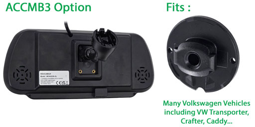 Image of bracket choice for reversing camera system to fit Volkswagen Transporter Crafter Caddy vans