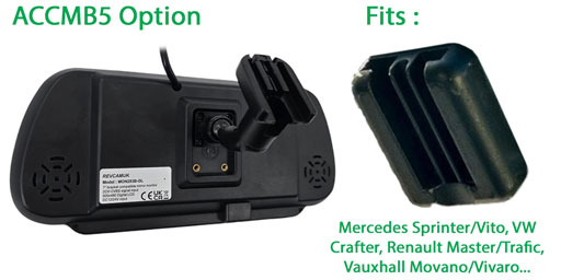 Image of bracket choice for reversing camera system to fit Mercedes Sprinter Vito Renault Master Trafic Vauxhall Movano Vivaro vans