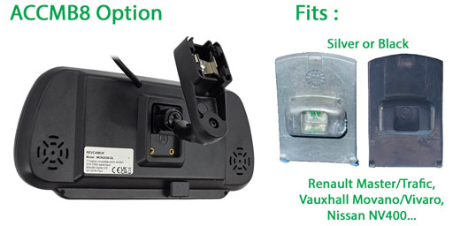 Image of bracket choice for reversing camera system to fit Renault Master, Vauxhall Movano, Renault Trafic, Vauxhall Vivaro vans