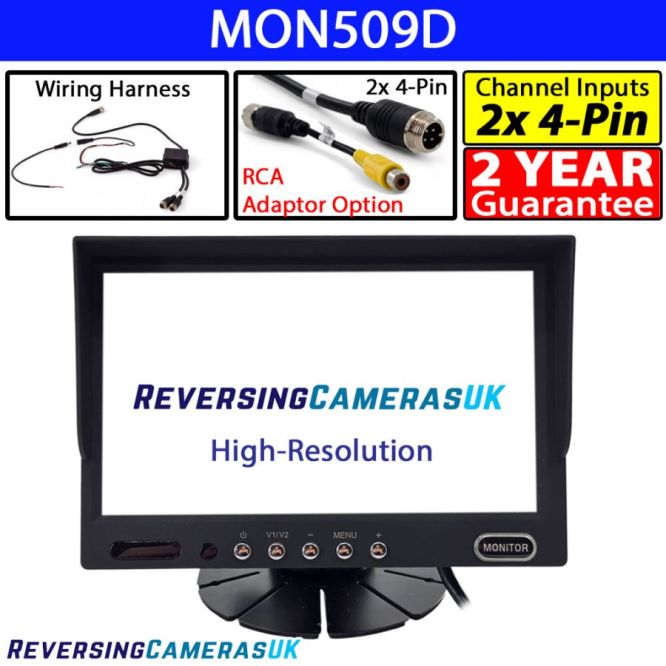 7'' High-Resolution LCD Panel Stand On Dash Vehicle Monitor for Reversing Cameras 12V/24V