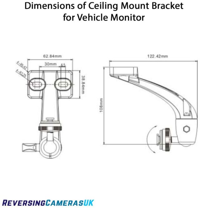 Ceiling Mount Bracket for 5'' to 10'' Reversing Camera Vehicle Monitors