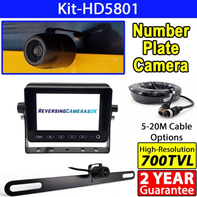 Behind Number Plate Reverse Camera System with 5 inch Heavy Duty Monitor