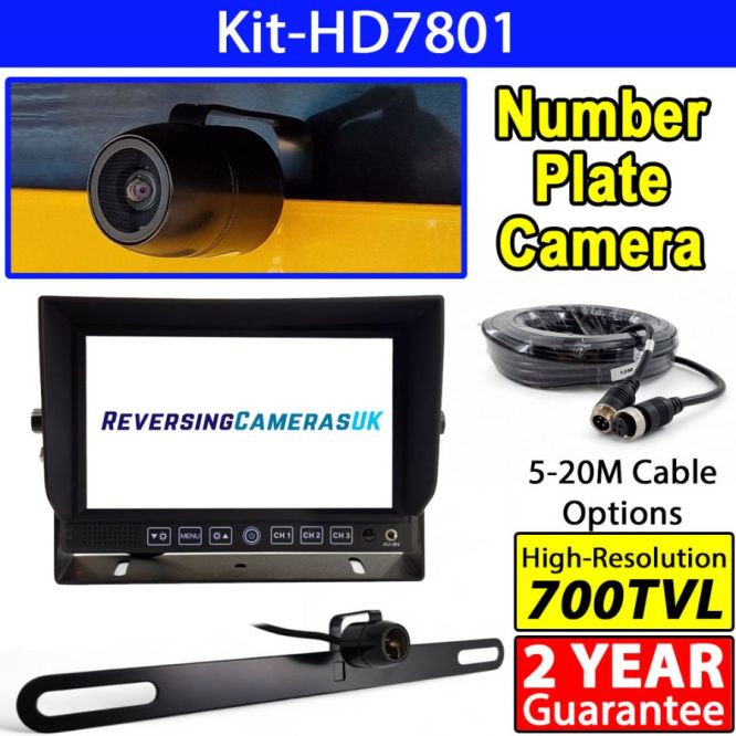 Behind Number Plate Reversing Camera Kit with 7 inch Heavy Duty Monitor