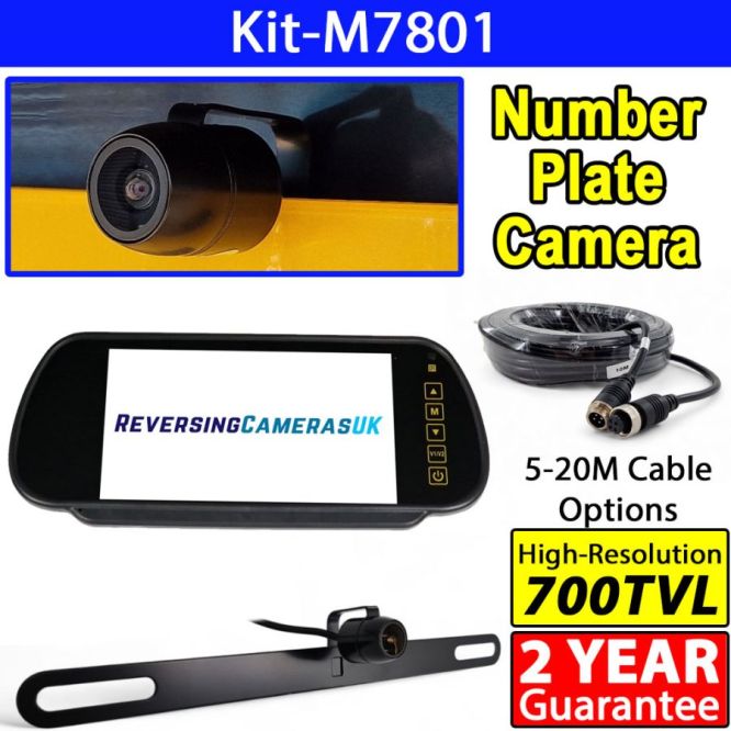 Behind Number Plate Reversing Camera System with 7 inch Mirror Monitor