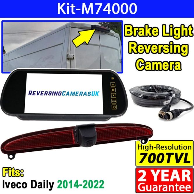 Iveco Daily Brake Light Reversing Camera System with Mirror Monitor - Fits 2014 to 2022 vans