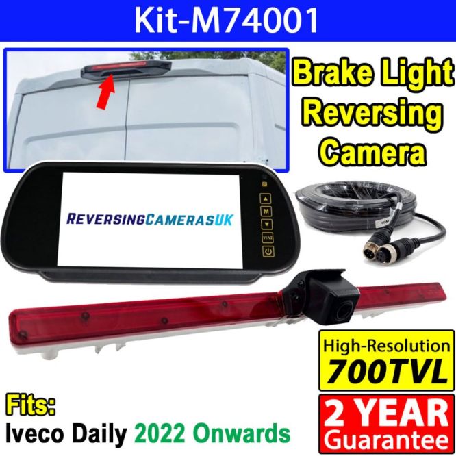 Iveco Daily Brake Light Reversing Camera System with Mirror Monitor - Fits 2022 to present vans