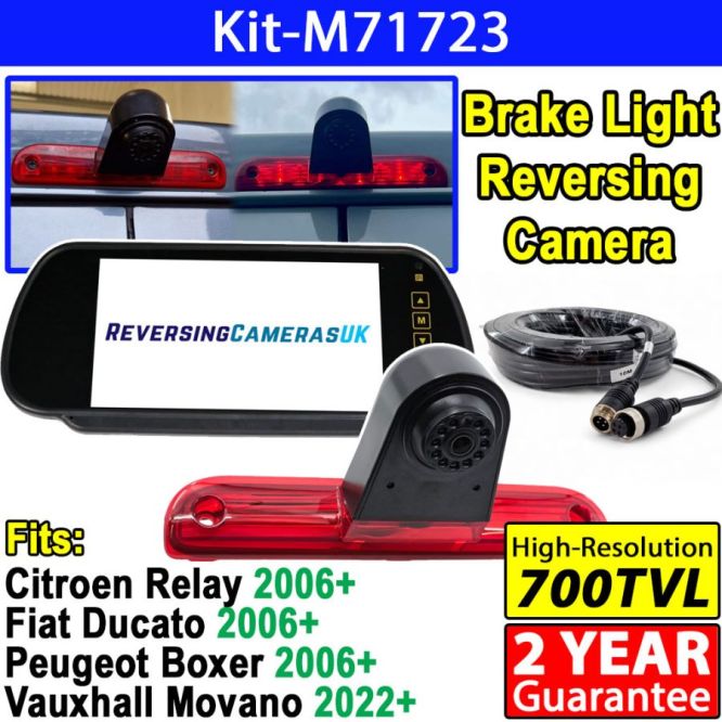 7 Mirror Monitor Brake Light Reversing Camera System  Fiat Ducato,  Citroen Relay, Peugeot Boxer, Movano