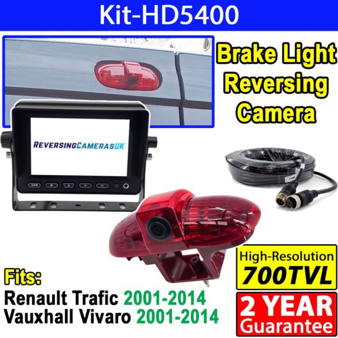 Renault Trafic and Vauxhall Vivaro Brake Light Reverse Camera System with 5 inch Display