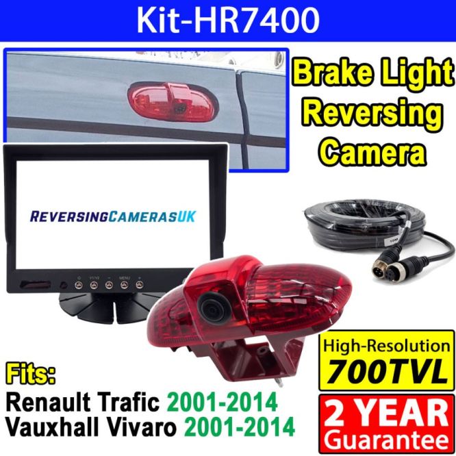 Renault Trafic and Vauxhall Vivaro Brake Light Reverse Camera System with 7 inch Display