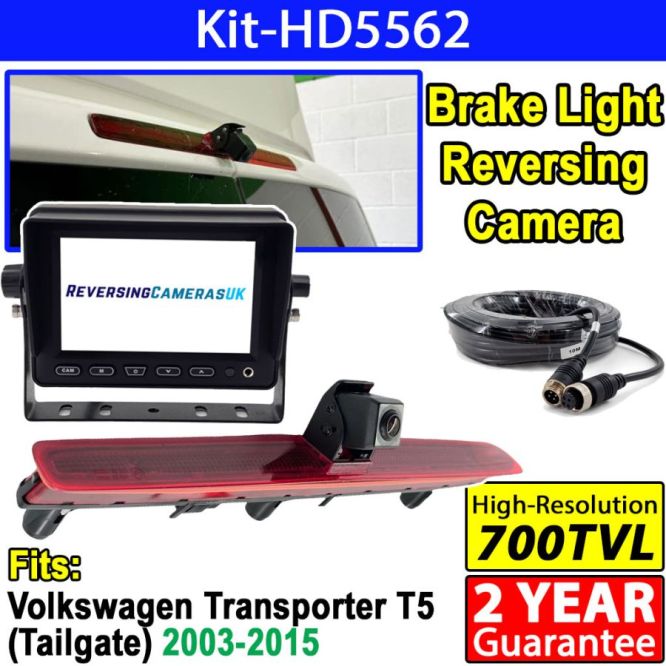 VW Transporter T5 Tailgate Brake Light Reversing Camera System with 5 inch Monitor