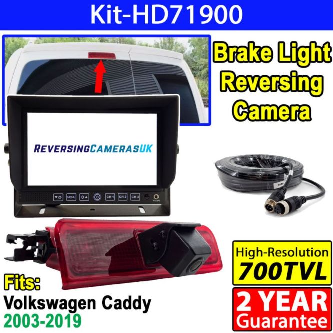 VW Caddy brake light reversing camera and 7 inch dash monitor