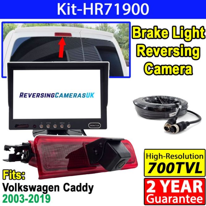 7 inch colour dash mount monitor and brake light reversing camera for VW Caddy