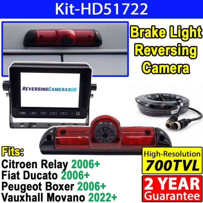 5 Dash Monitor Brake Light Reversing Camera Kit  Fiat Ducato, Peugeot Boxer, Citroen Relay, Movano