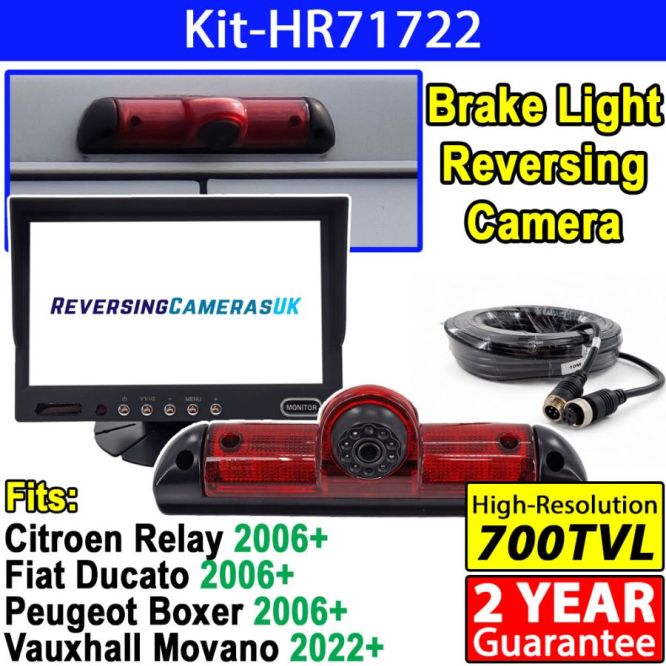 7 Slimline Dash Display Brake Light Camera System  Fiat Ducato, Peugeot Boxer, Citroen Relay, Movano