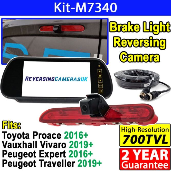 Peugeot Expert / Traveller, Vauxhall Opel Vivaro & Toyota Pro Ace Brake Light Reversing Camera System with Mirror Monitor