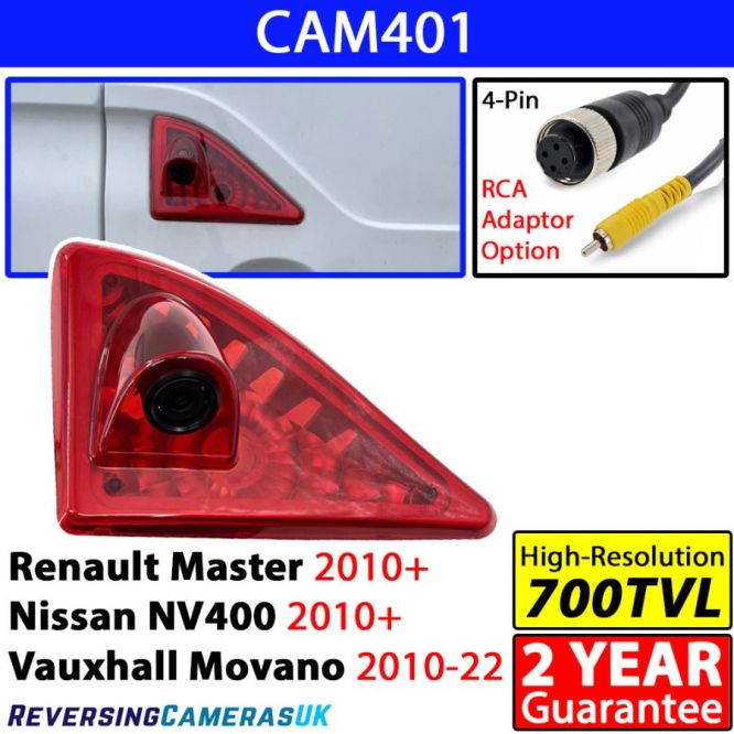 Brake light Reversing camera for Renault Master, Vauxhall Movano, Nissan NV400