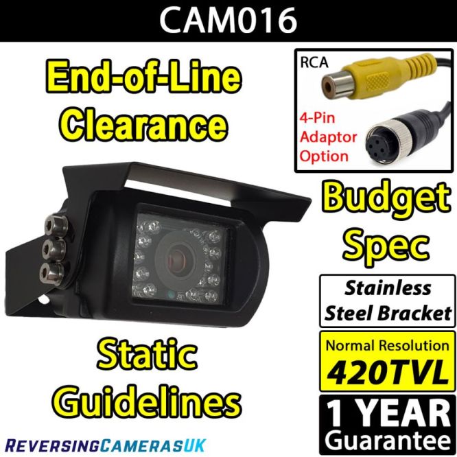 Budget CMOS bracket reversing camera with guidelines