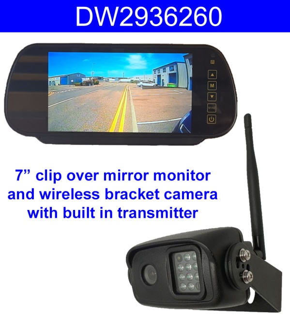 Sharp CCD Black Bracket Wireless Reverse Camera Kit with 7'' mirror monitor