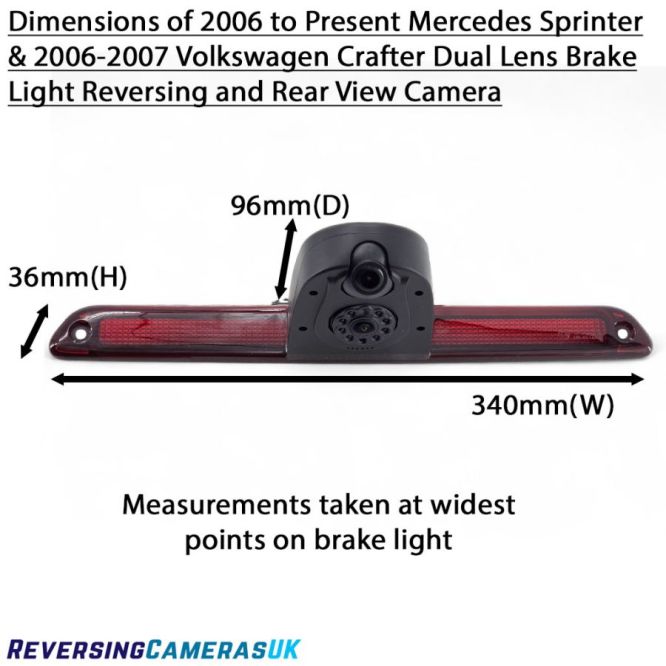 Mercedes Sprinter 2006-Present and VW Crafter 2006-2017 dual lens brake light rear view + reversing camera