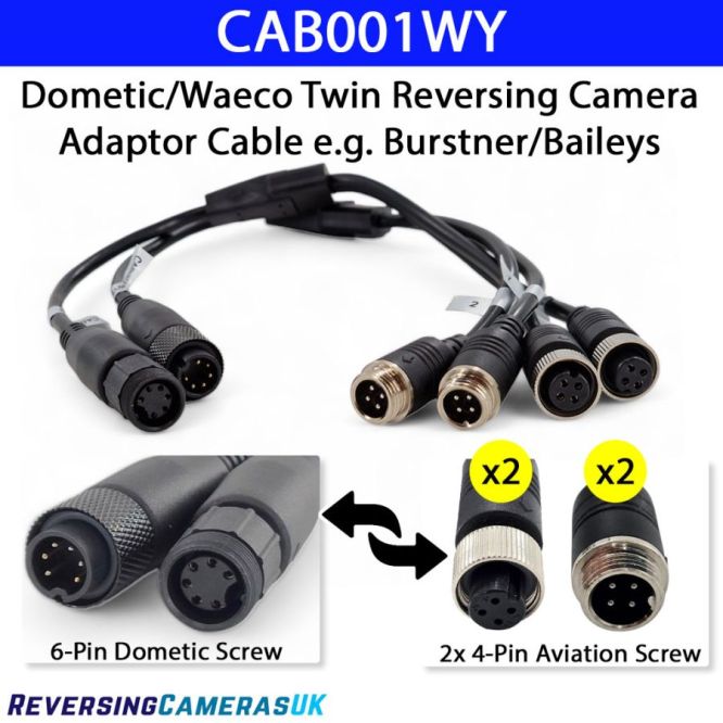 6-Pin Twin Reverse & Rear View Camera Adapter for Burstner, Bailey, Dometic & Waeco (2010+)