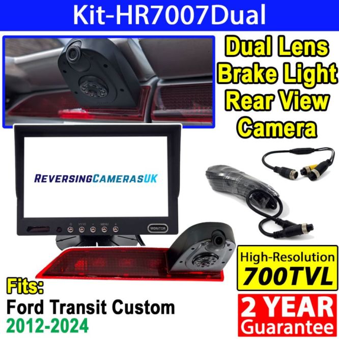 7 Inch stand on dash colour monitor and Ford Transit Custome dual lens brake light camera