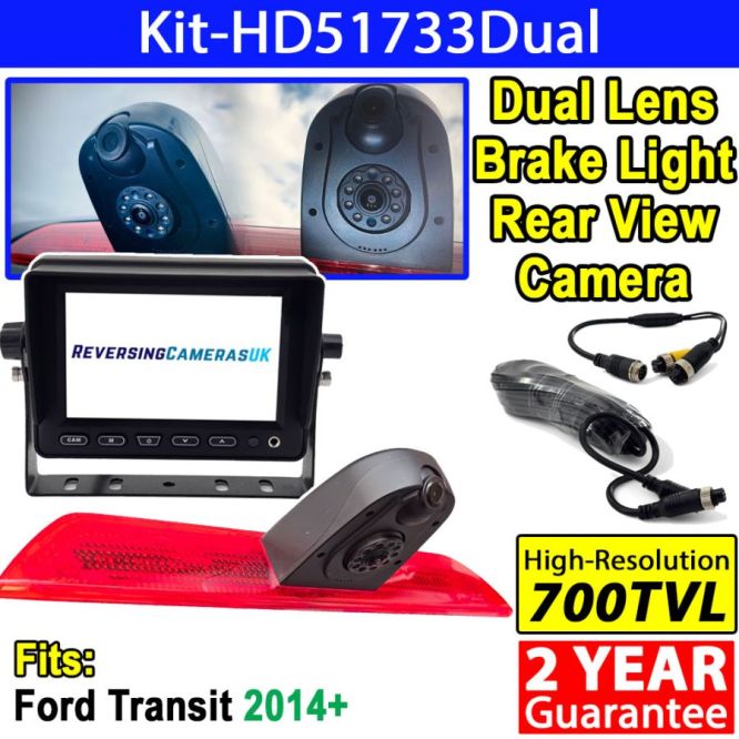 5 inch stand on dash monitor and dual lens Ford Transit Brake Light Reversing Camera