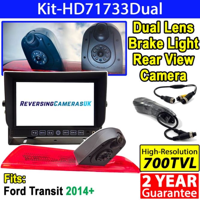 7 inch stand on dash monitor and dual lens Ford Transit Brake Light Reversing Camera