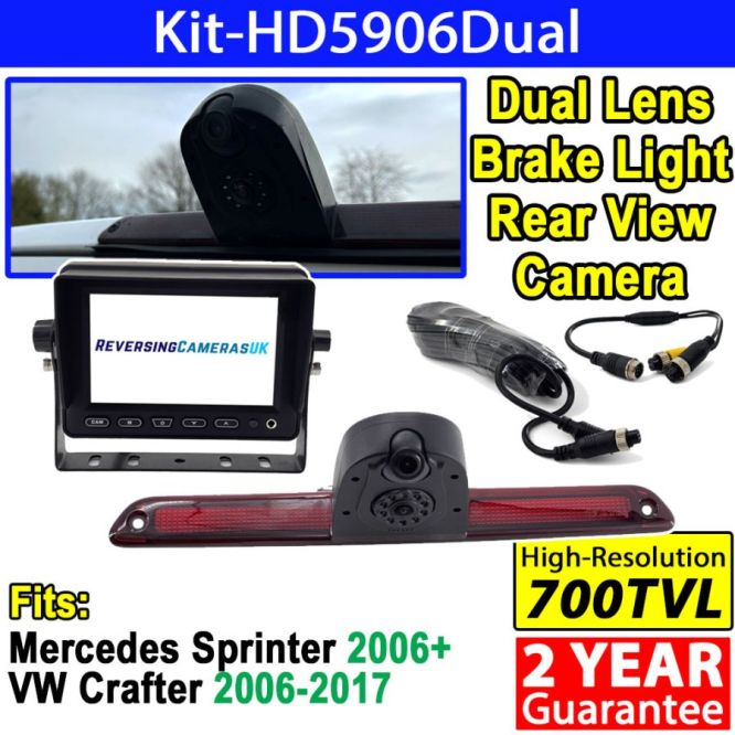 5 inch colour dash mount monitor and dual lens brake light reversing camera for Mercedes Sprinter