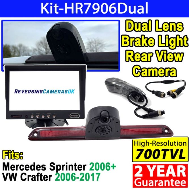 7 inch colour dash mount monitor and dual lens brake light reversing camera for Mercedes Sprinter