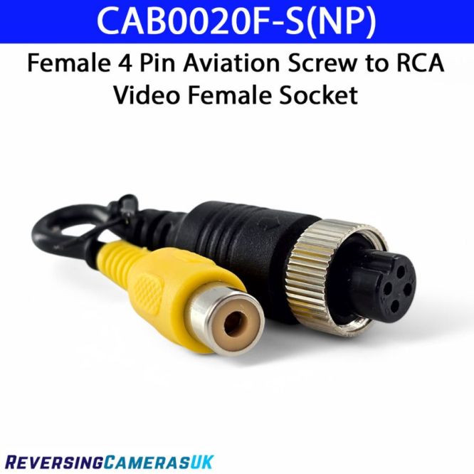 4 Pin Female Aviation Screw Connector to RCA Phono Socket (Female)  Reversing Camera Video Adaptor