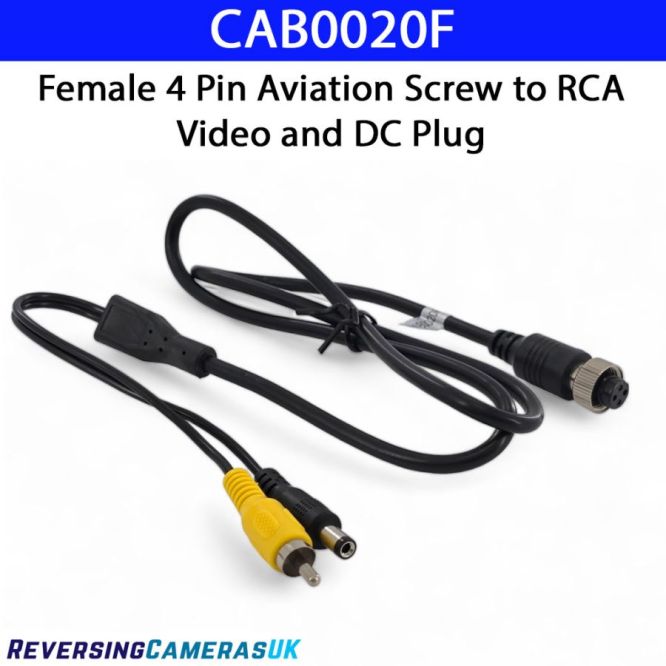 4-Pin Female Screw Aviation to RCA Phono & DC Power Adaptor Cable