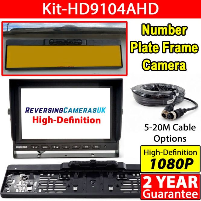 Heavy duty 9 inch AHD dash mount monitor and number plate frame reversing camera