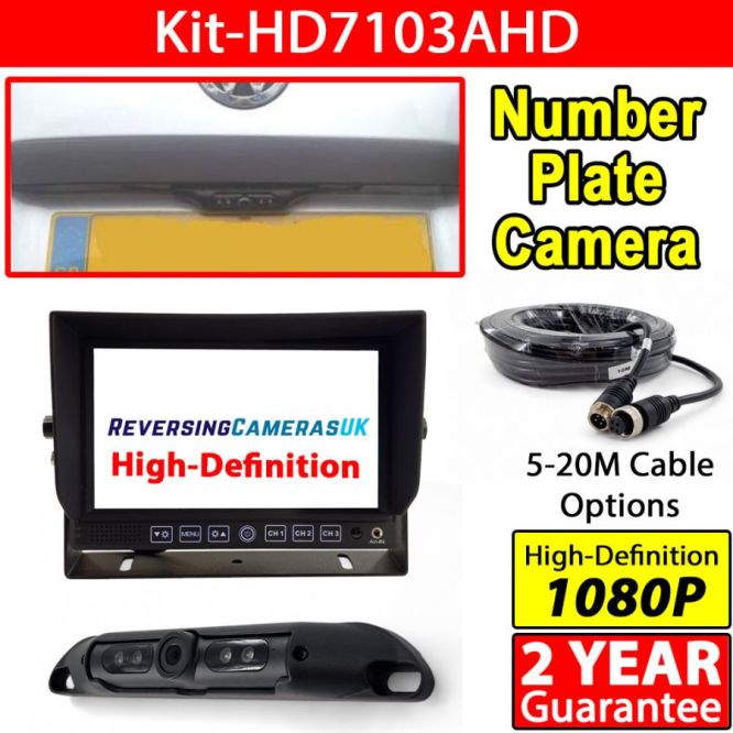 Heavy duty 7 inch AHD dash mount monitor and number plate reversing camera