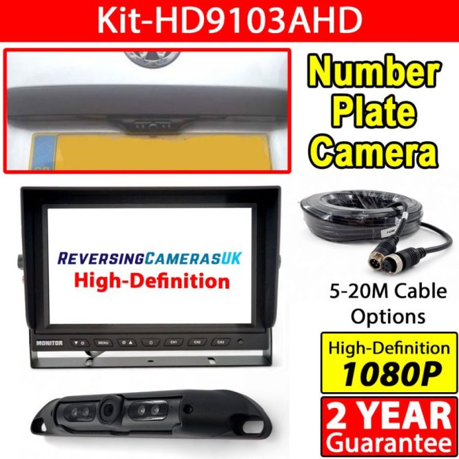 Heavy duty 9 inch AHD dash mount monitor and number plate reversing camera