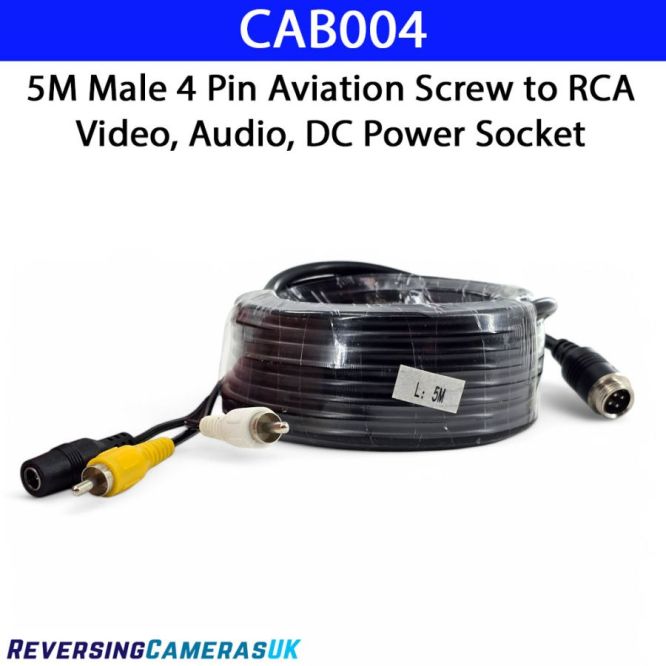 5M 4-Pin to RCA Adaptor for Reversing Cameras  Video, Audio & Power Extension