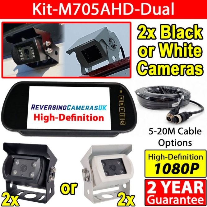 7 inch AHD clip on mirror monitor and two bracket reversing cameras