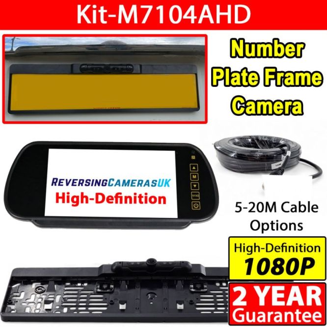 7 inch AHD clip on mirror monitor and number plate frame camera