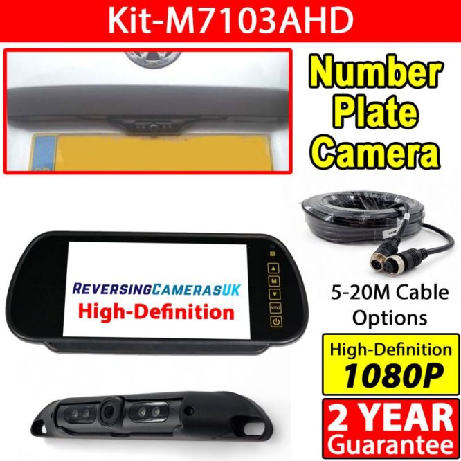 7 inch AHD clip on mirror monitor and number plate camera