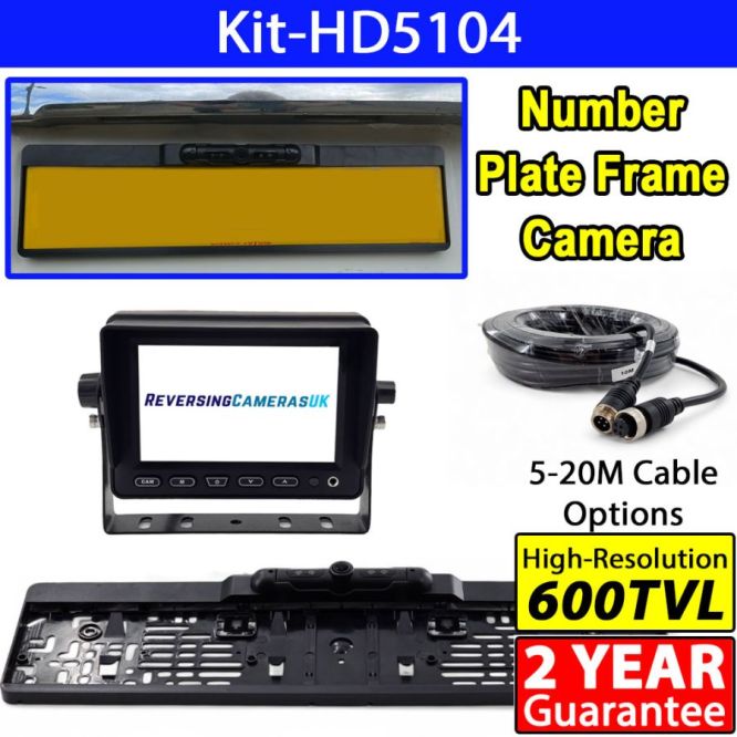 Number Plate Frame Reverse Camera System with 5 inch Heavy Duty Monitor