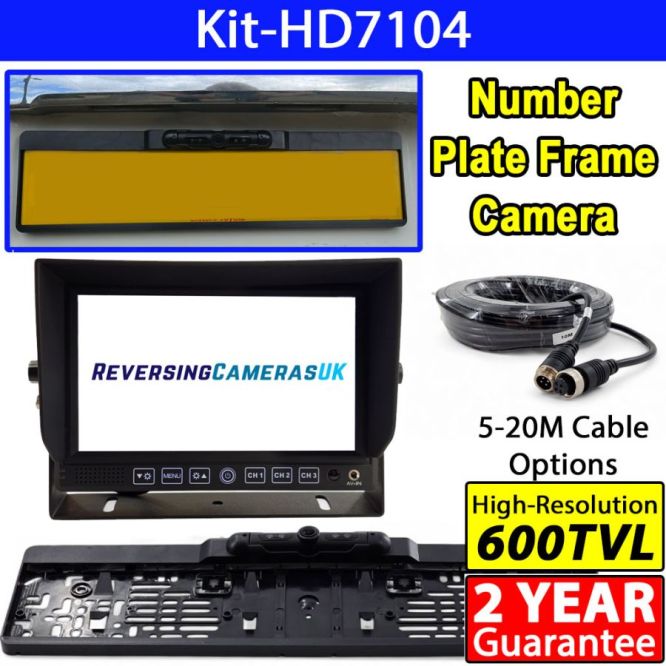 7 inch dash monitor and 600TVL number plate frame reversing camera