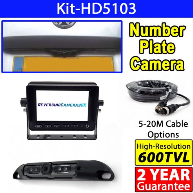 5 inch dash monitor and number plate camera