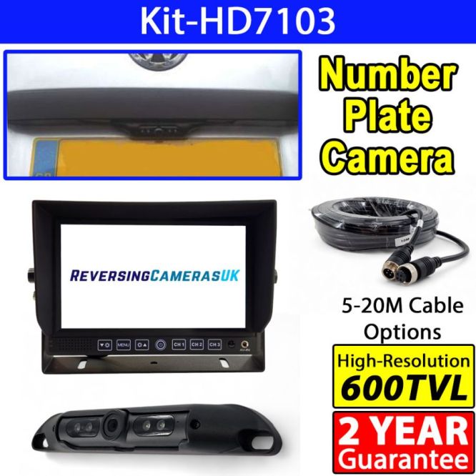 7 inch dash monitor and number plate camera