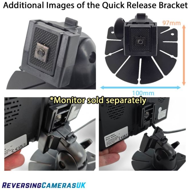 Quick Release Monitor Bracket for Reversing Camera | Adjustable Dash Mount for 5'' to 10'' Screens