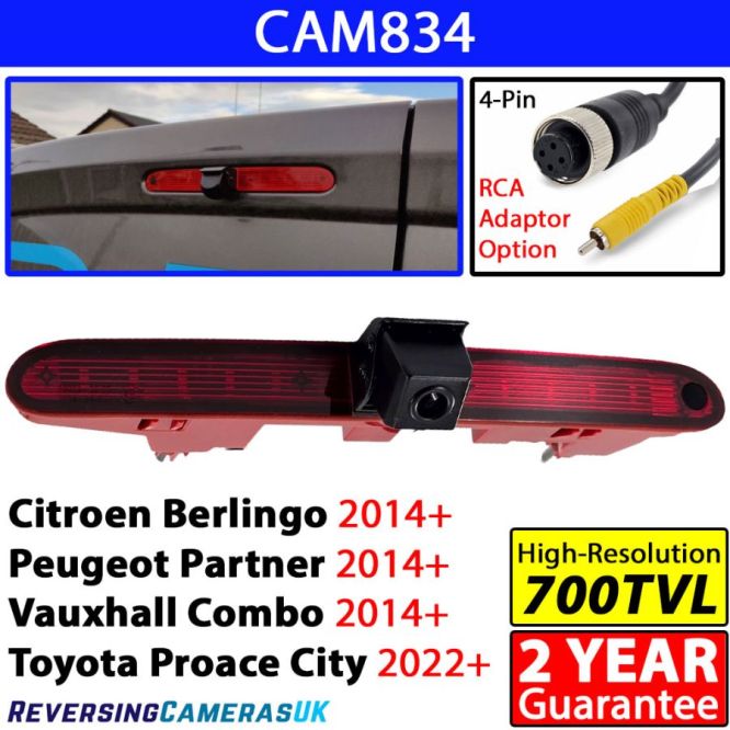 Brake light reversing camera for Citroen Berlingo,Peugeot  Partner, Toyota Proace, Vauxhall Combo