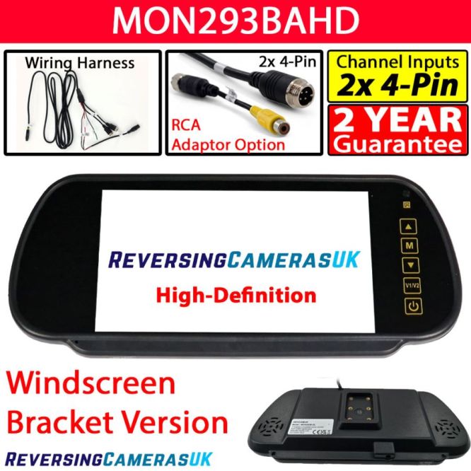 7'' AHD High Definition IPS Panel Windscreen Mount Rear View Mirror Monitor 12V/24V