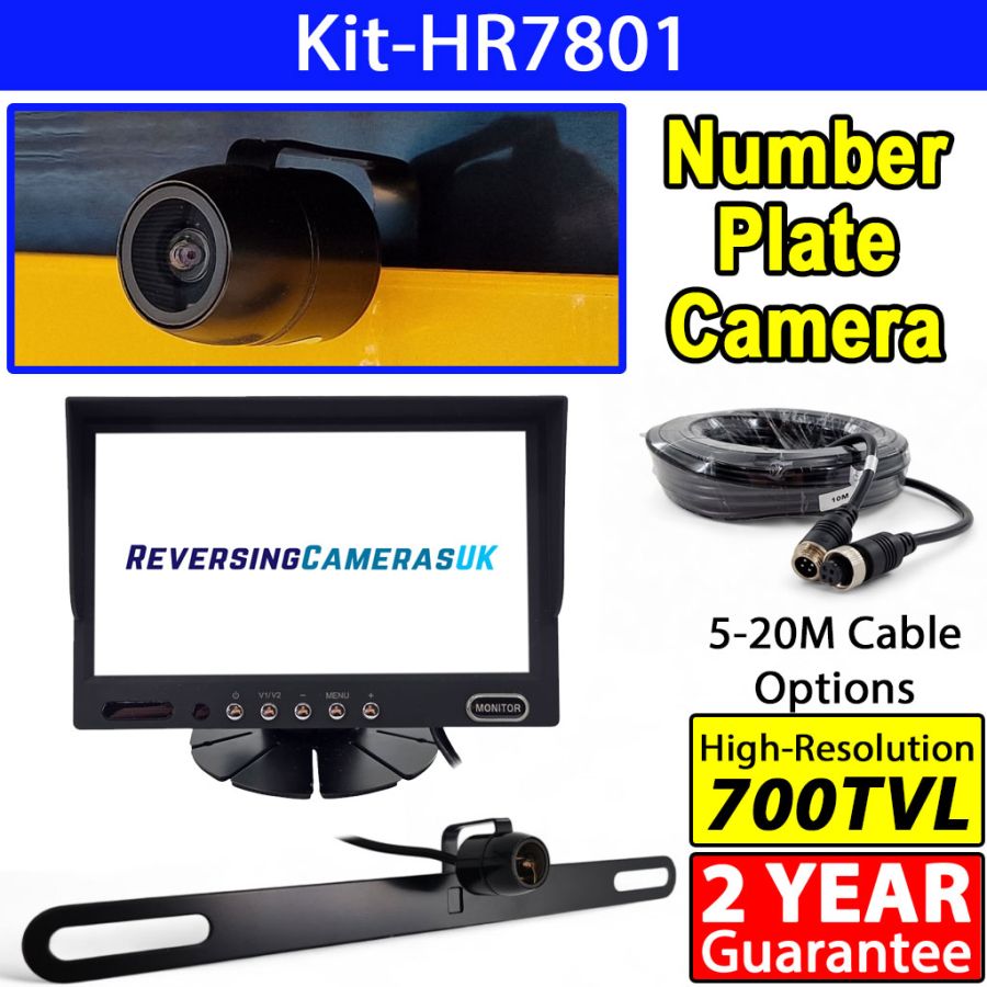 Behind Number Plate Reversing Camera Kit with 7 inch Monitor