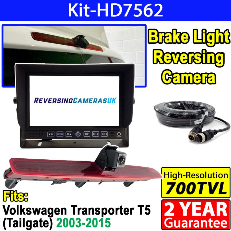 VW Transporter T5 Tailgate Brake Light Reversing Camera System with 7 inch Heavy Duty Monitor