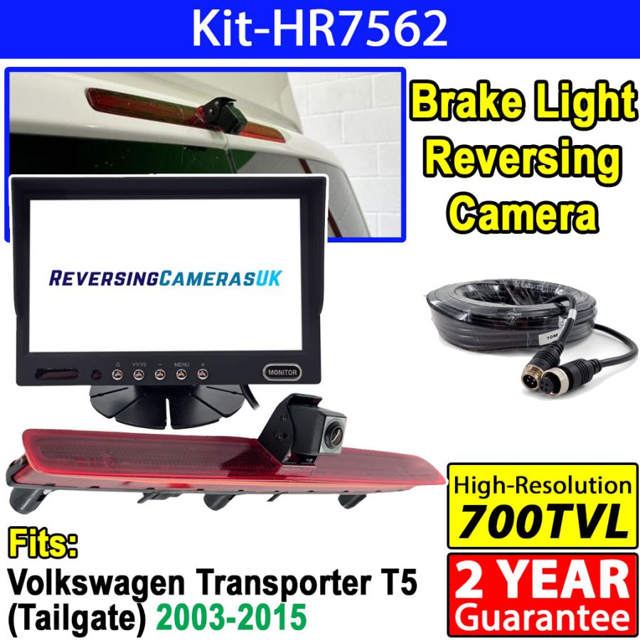 VW Transporter T5 Tailgate Brake Light Reversing Camera System with 7 inch Monitor