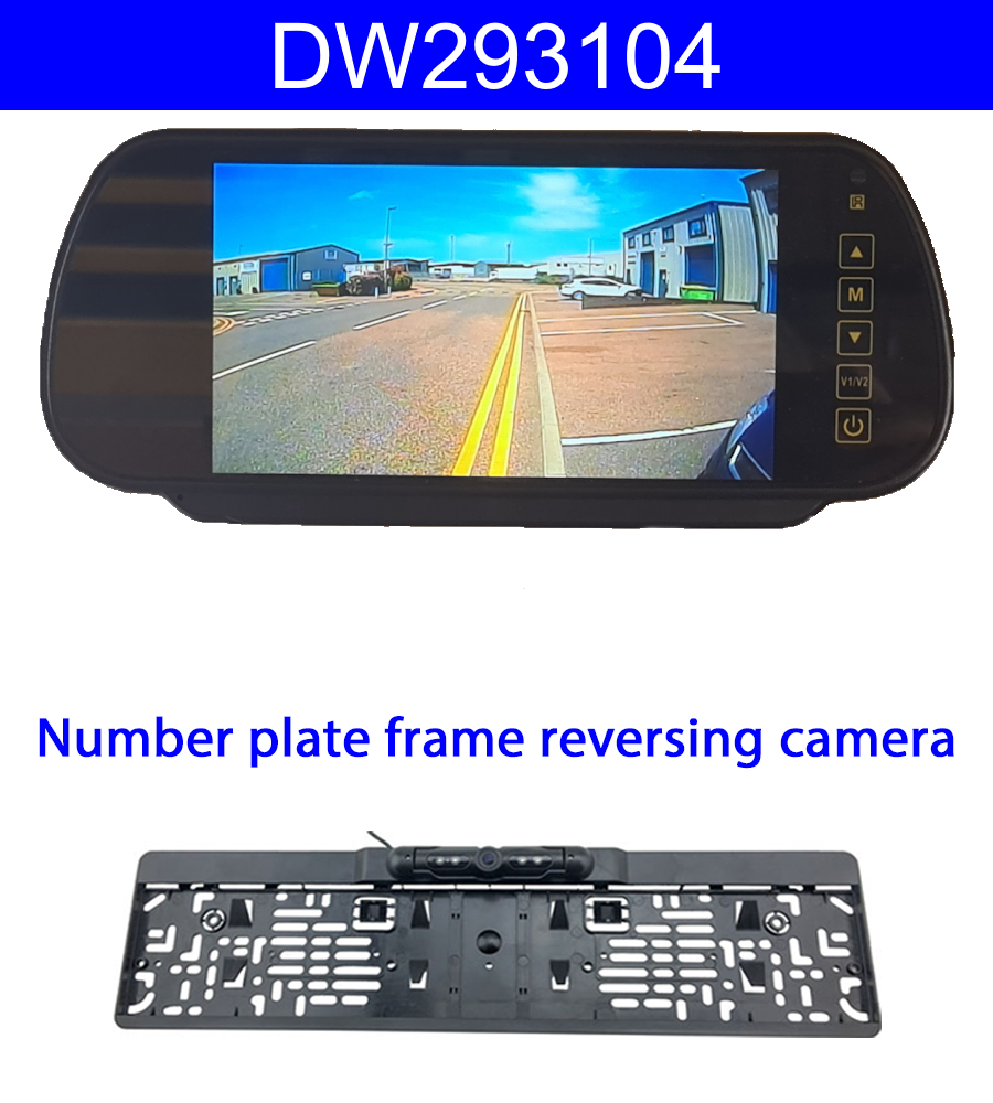 Number Plate Frame Wireless Parking Camera Kit with 7'' mirror monitor