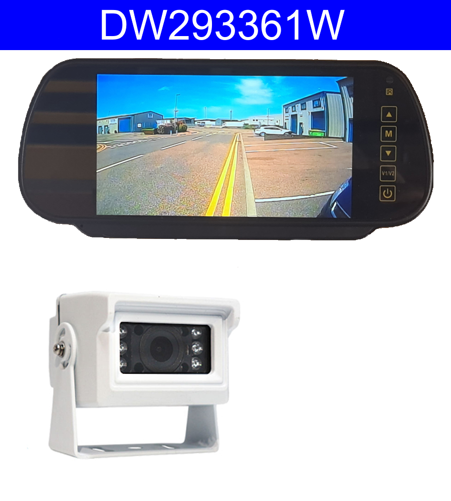 Sony CCD Compact White Bracket Wireless Reversing Camera Kit with 7'' mirror monitor